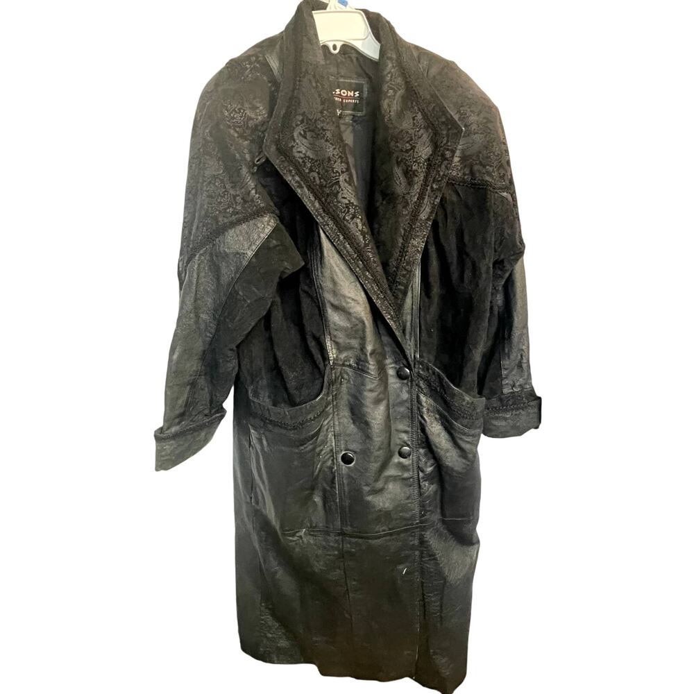 SKU 1493 Wilson Women's Heavy Leather Trench Coat Size Medium
